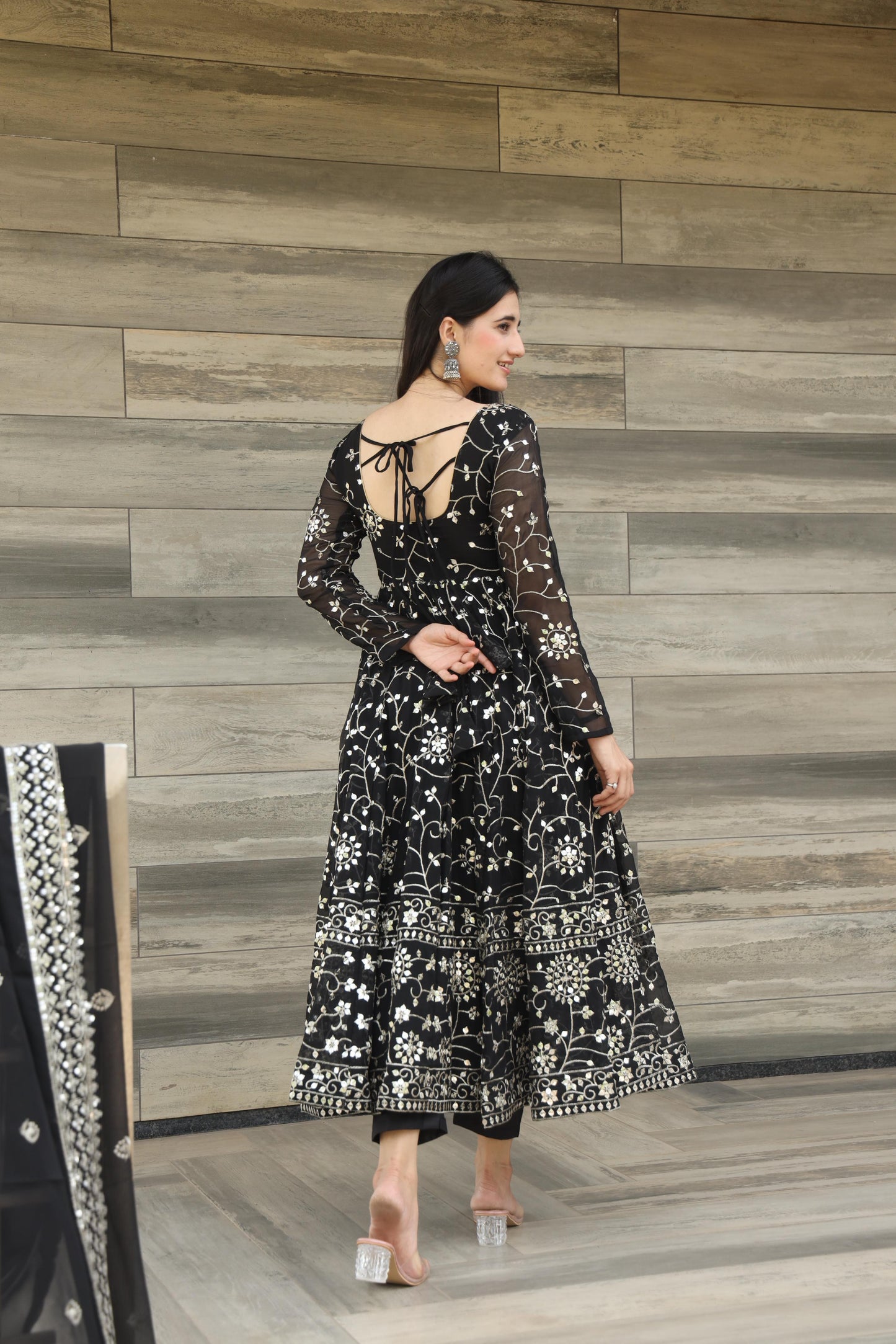 Luxury Black Color Georgette With 9mm Embroidery Work Designer Anarkali Suit