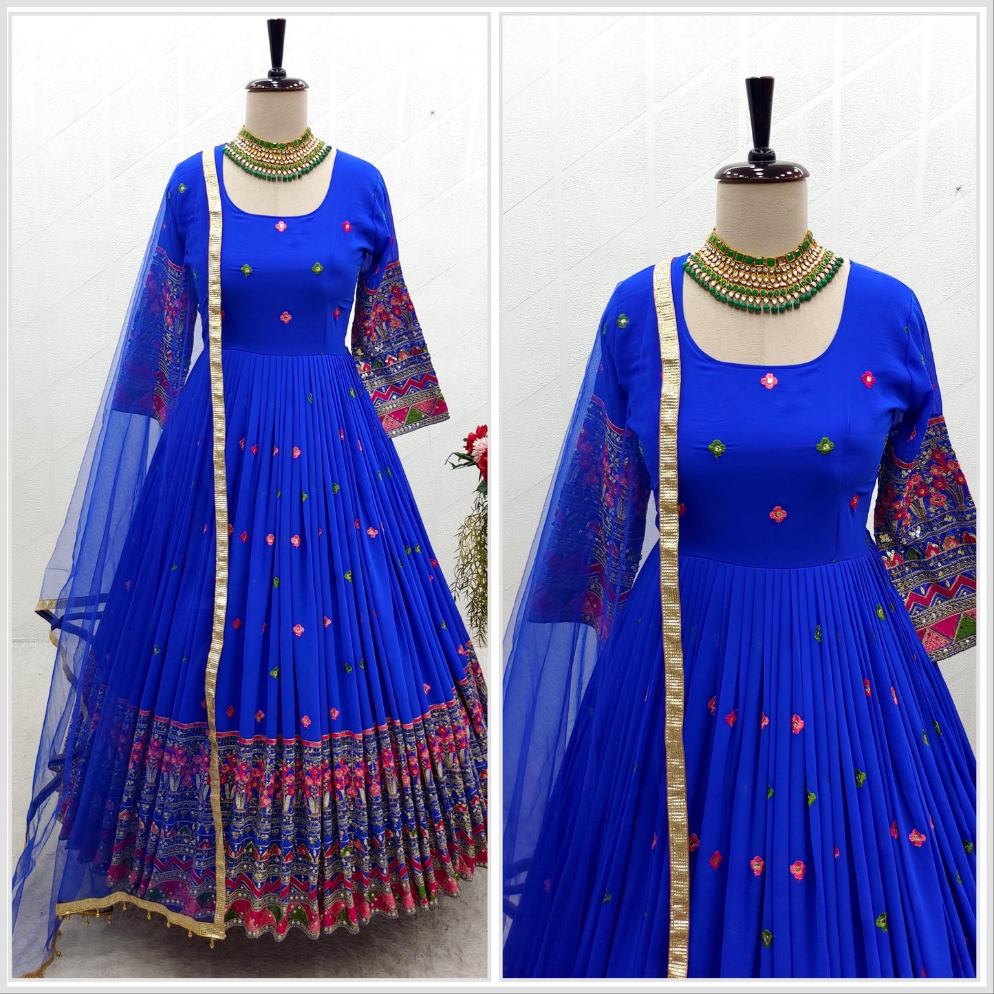 Engagement Wear Blue Color Georgette With Heavy Sequence Embroidery Work Gown