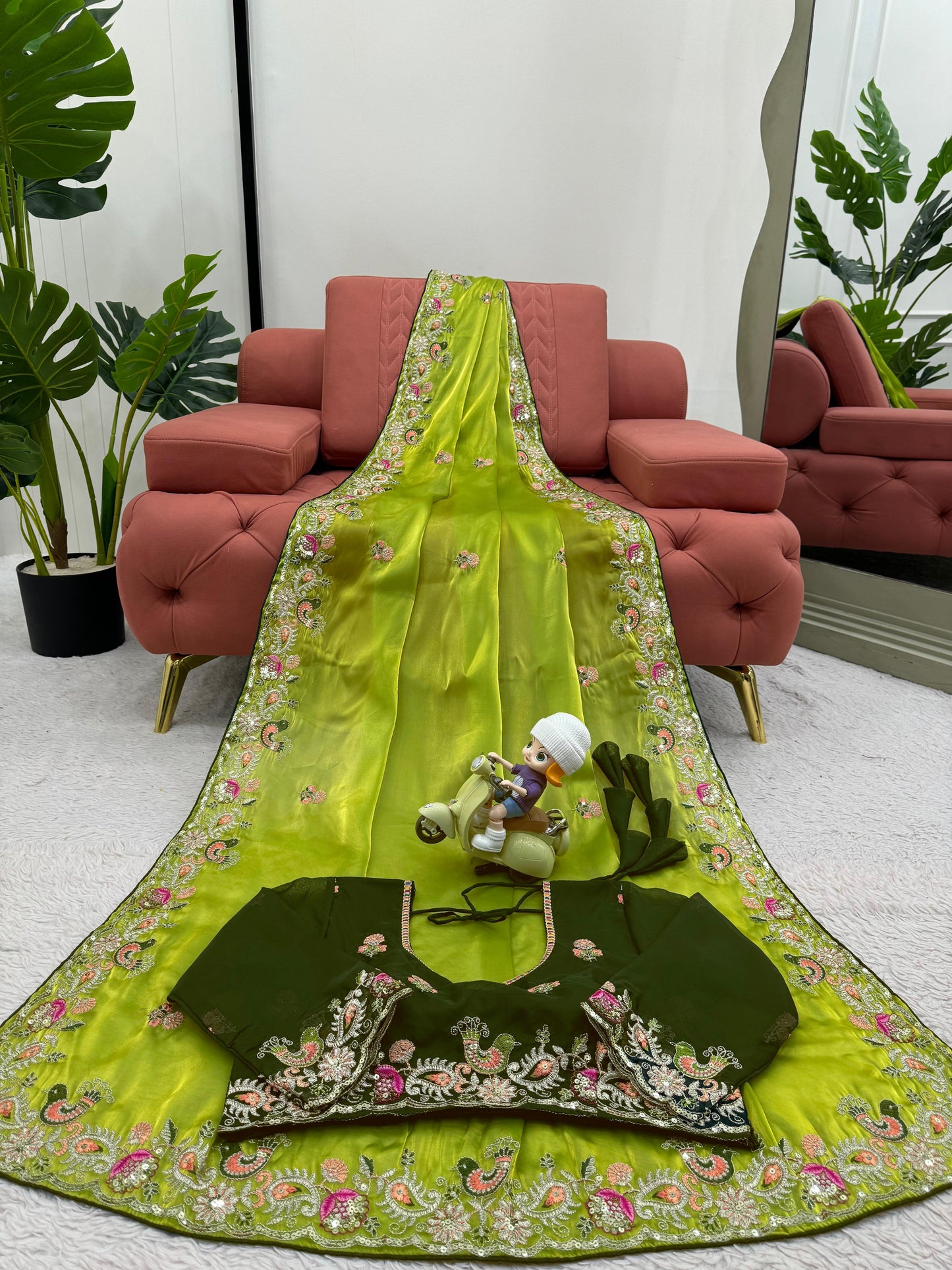 Fantastic Green Color Jimmy Chu Thread With Sequence Work Saree