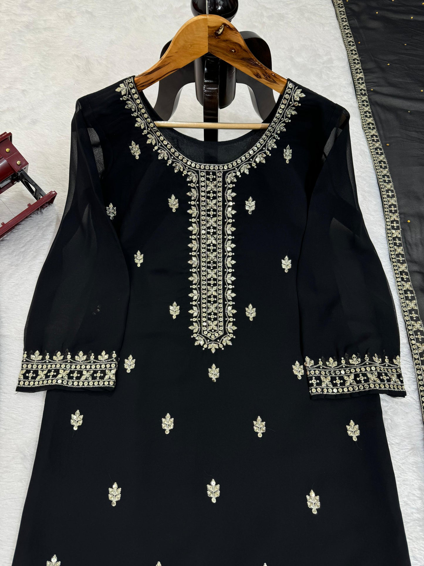 Party Wear Black Color Faux Georgette Thread And Sequence Work Designer Salwar Suit