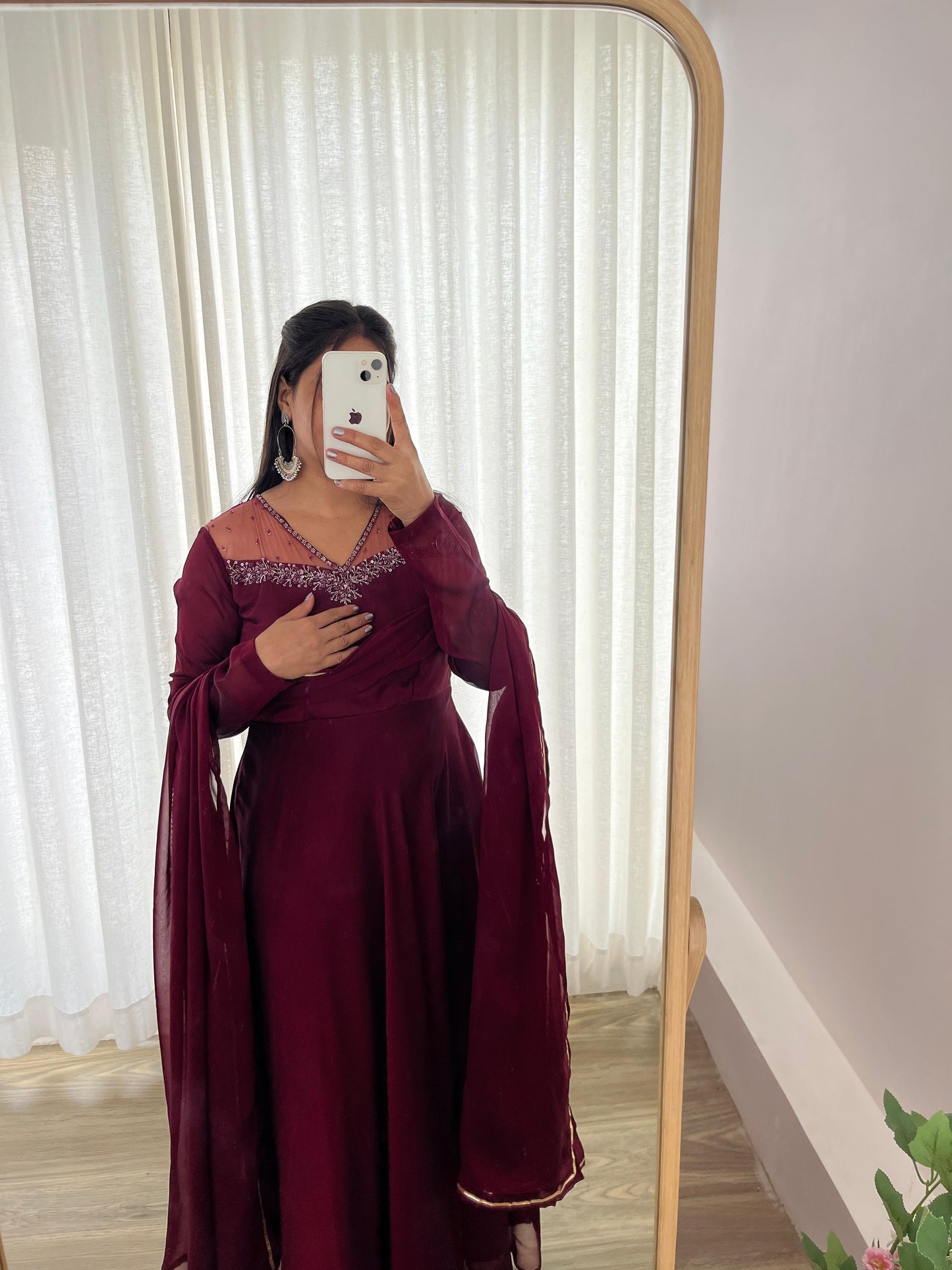 Exclusive Maroon Color Heavy Rangoli Georgette Designer Gown With Dupatta