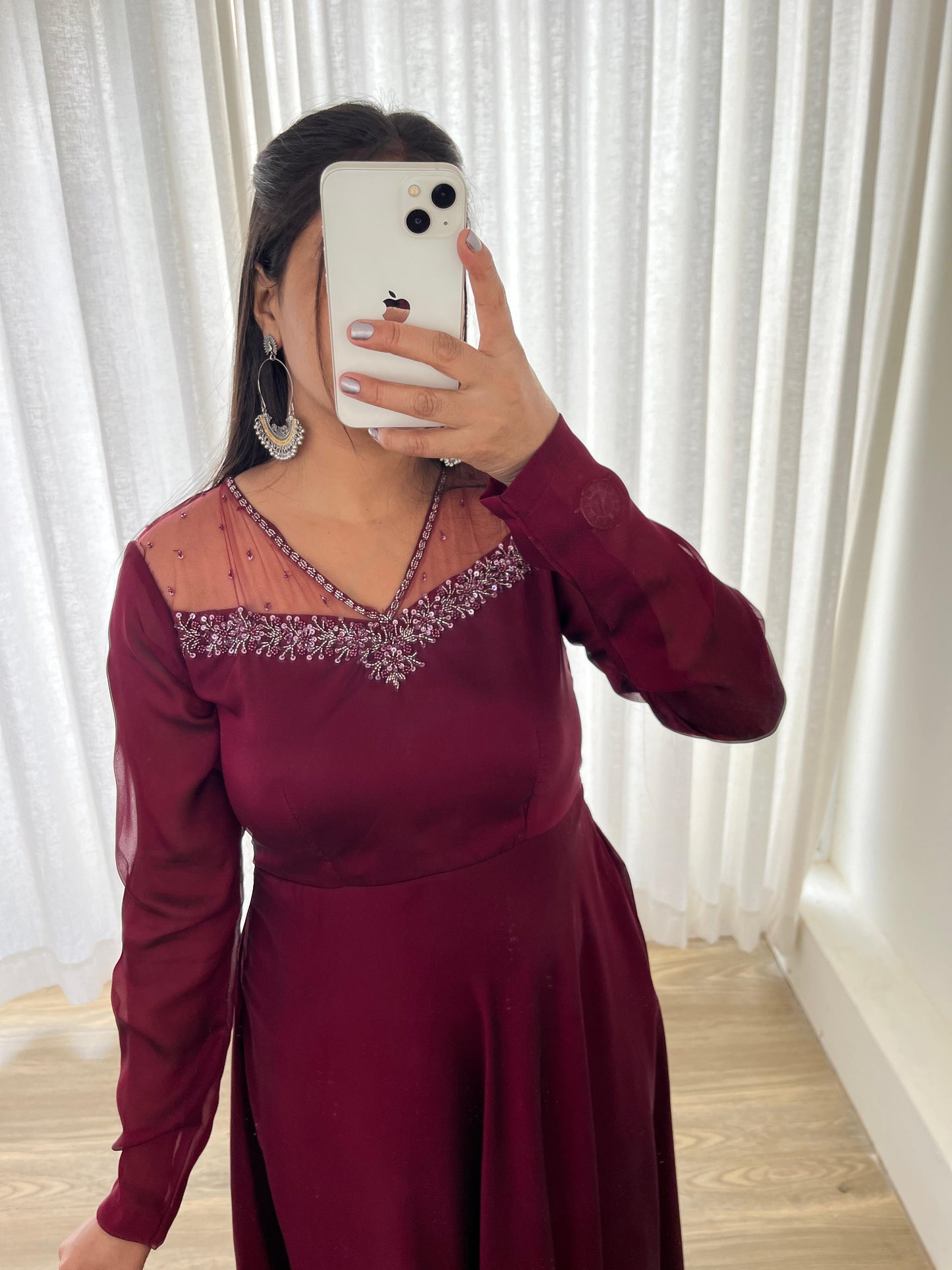 Exclusive Maroon Color Heavy Rangoli Georgette Designer Gown With Dupatta