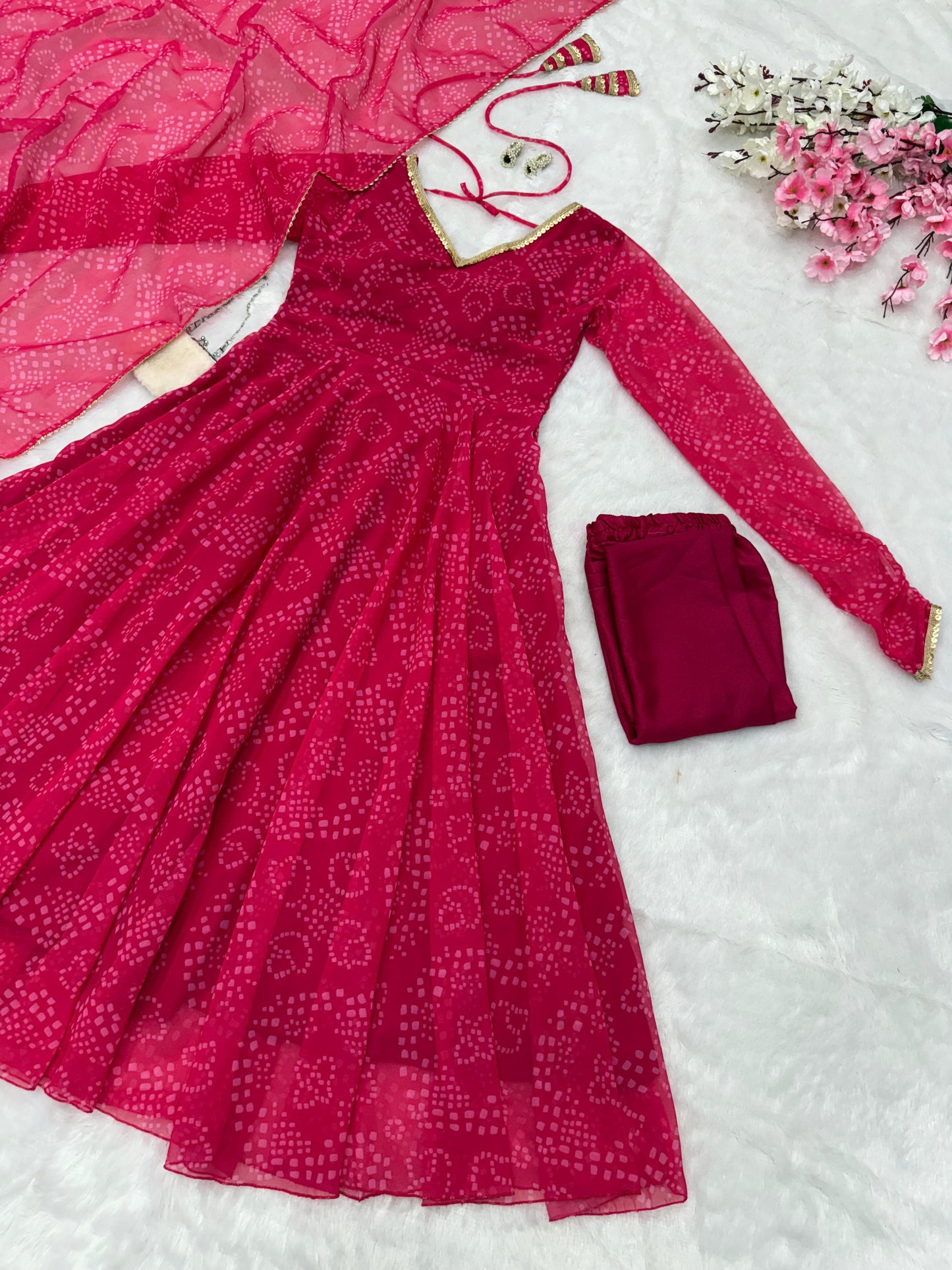 Celebrity Latest Designer Pink Color Pure Georgette Printed Anarkali Suit