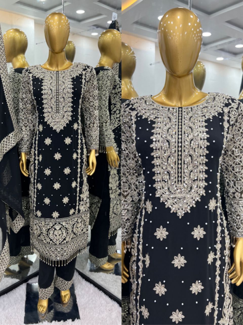 Engagement Wear Black Color Faux Georgette With Heavy Embroidery Sequence Work Designer Salwar Suit