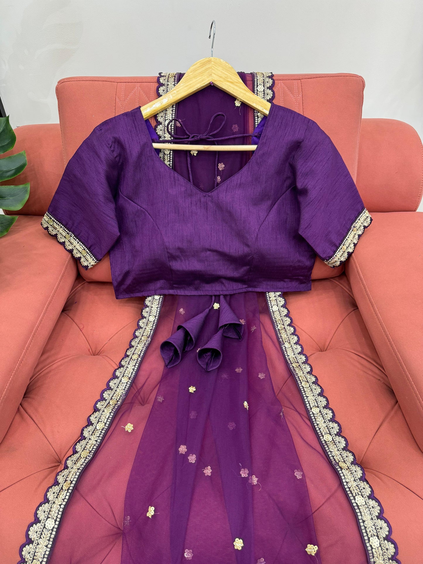 Party Wear Purple Color Soft Net Codding With Sequence Work Designer Saree
