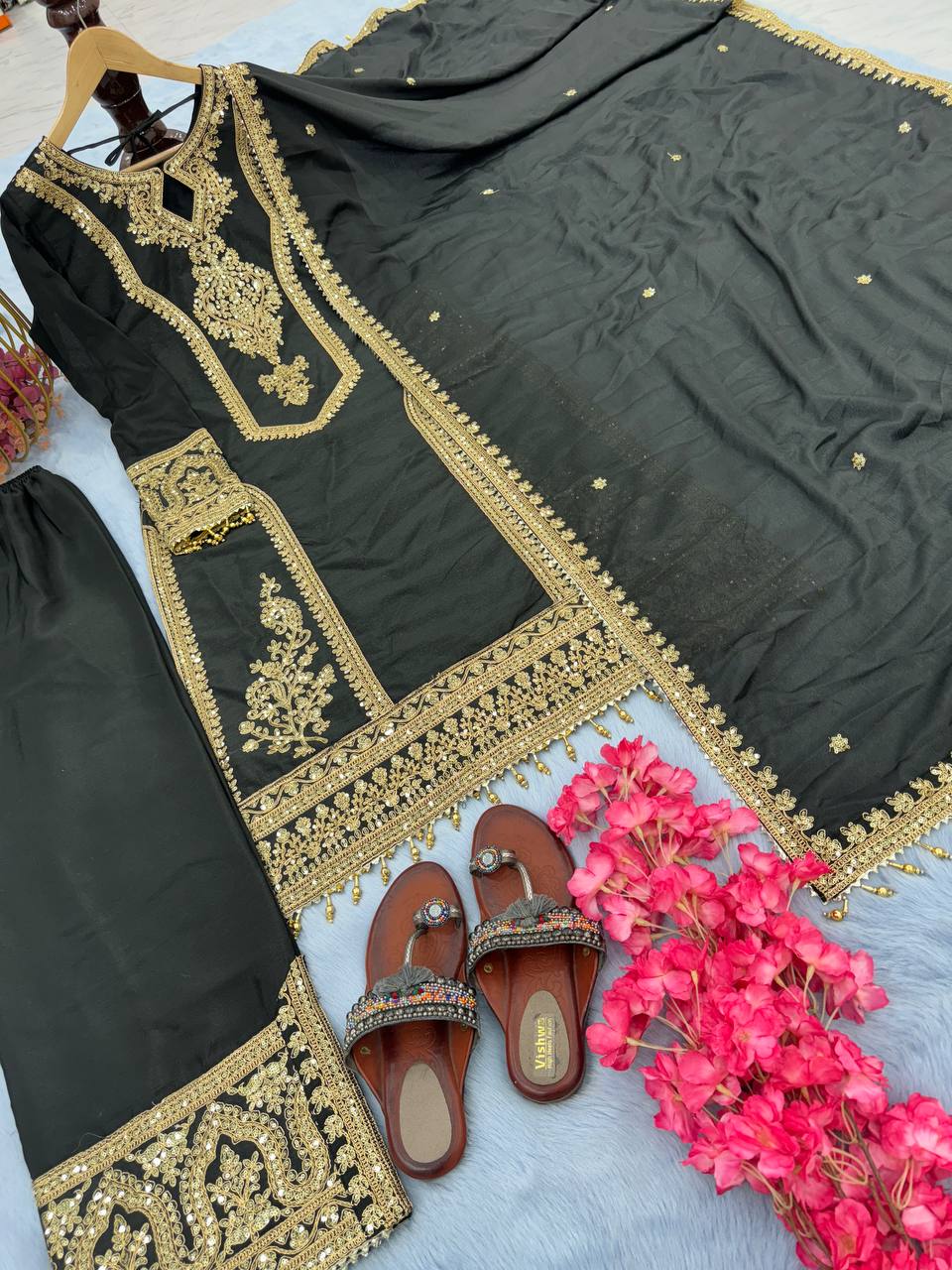 Innovative Black Color With Work Salwar Suit