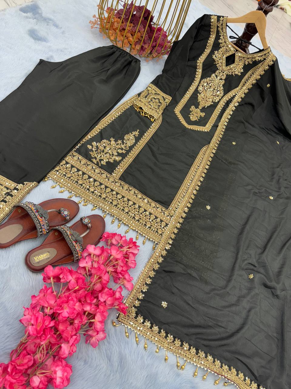 Innovative Black Color With Work Salwar Suit