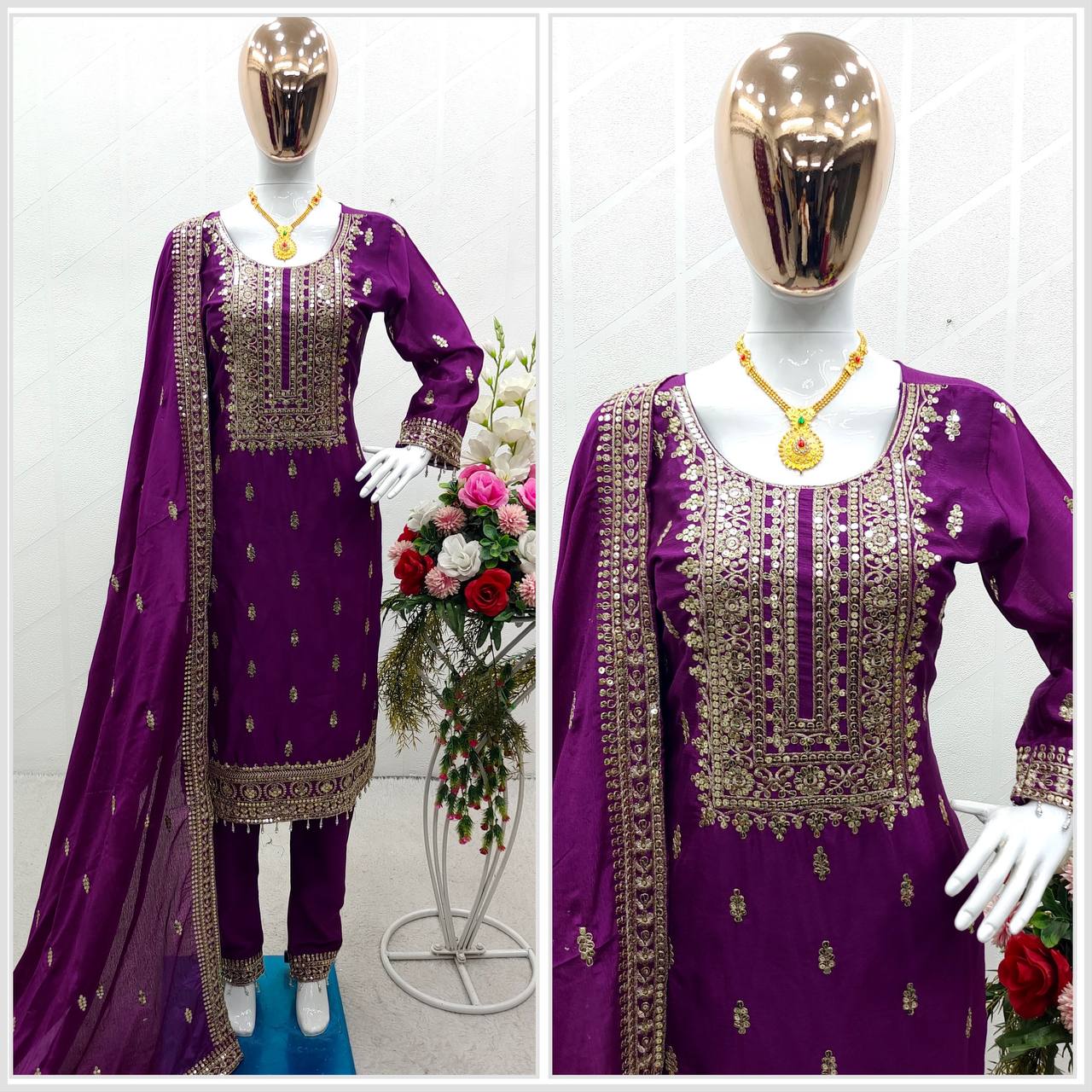 Elegant Purple Color Salwar Suit With Dupatta