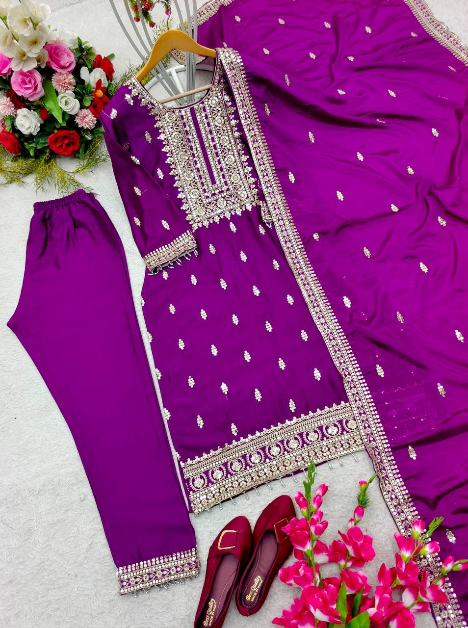 Elegant Purple Color Salwar Suit With Dupatta