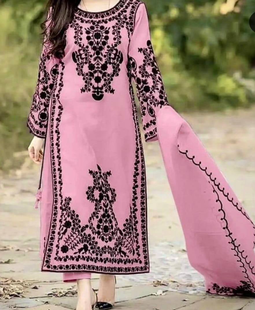 Marvelous Pink Color Thread Work Salwar Suit