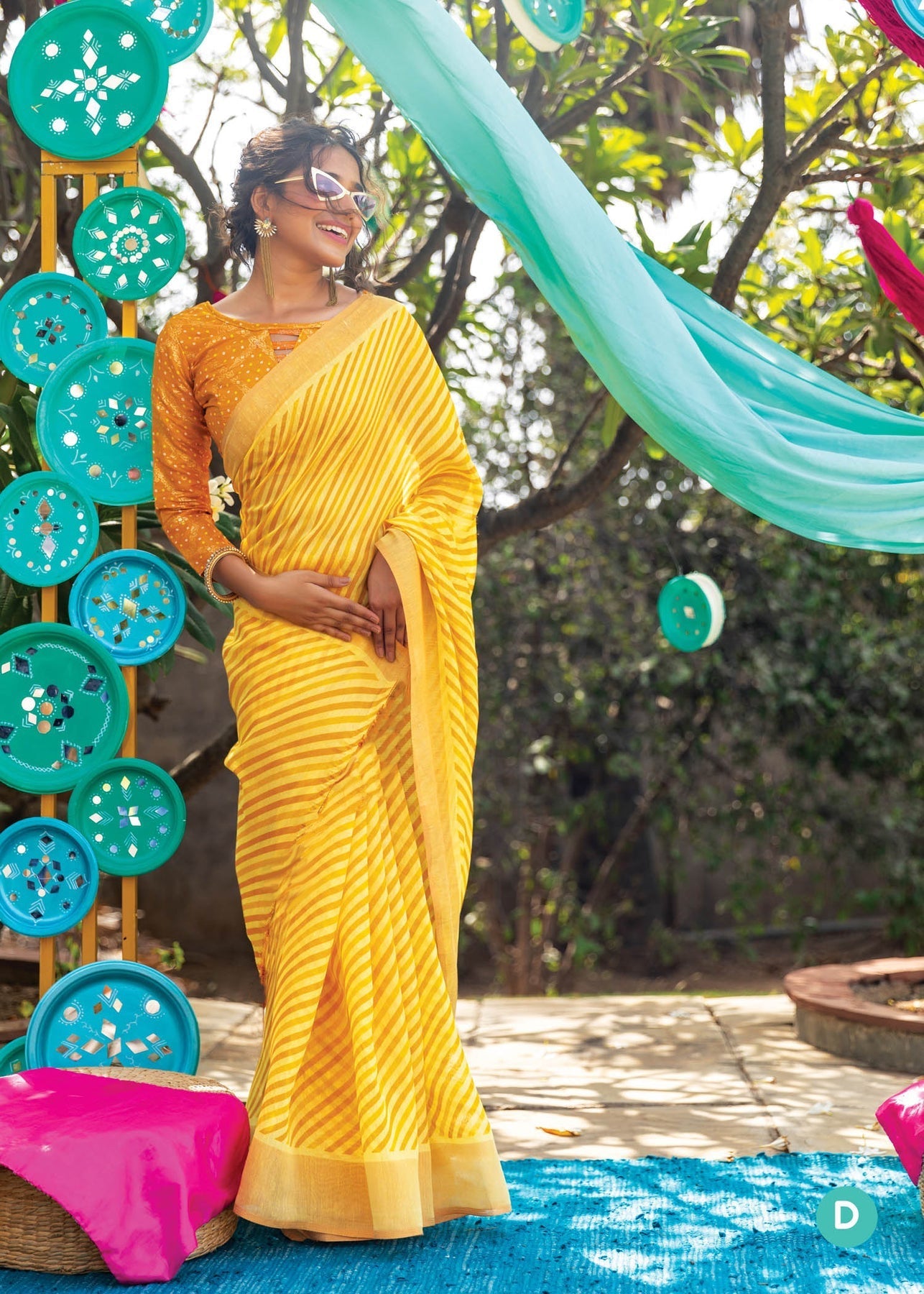 Haldi Special Yellow Color Pure Cotton Lilen With Digital Printed Designer Saree