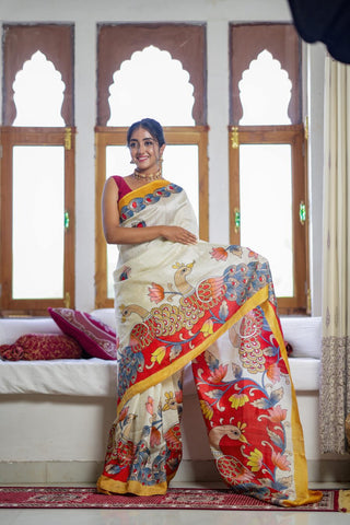 Stunning White Color Color Pure Cotton Lilen With Digital Printed Designer Saree