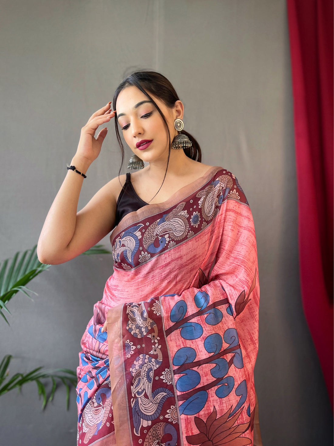 Designer Pink Color Color Pure Cotton Lilen With Digital Printed Designer Saree