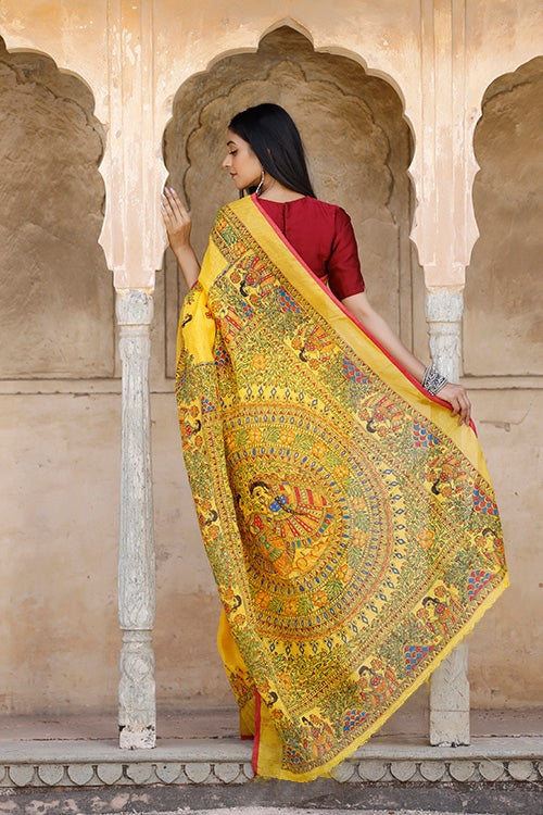 Awesome Yellow Color Color Pure Cotton Lilen With Digital Printed Designer Saree