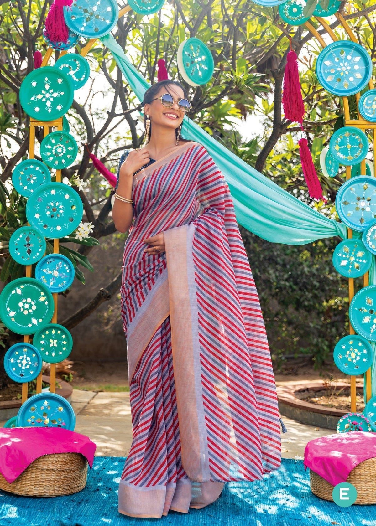 Blissful Multi Color Color Pure Cotton Lilen With Digital Printed Designer Saree