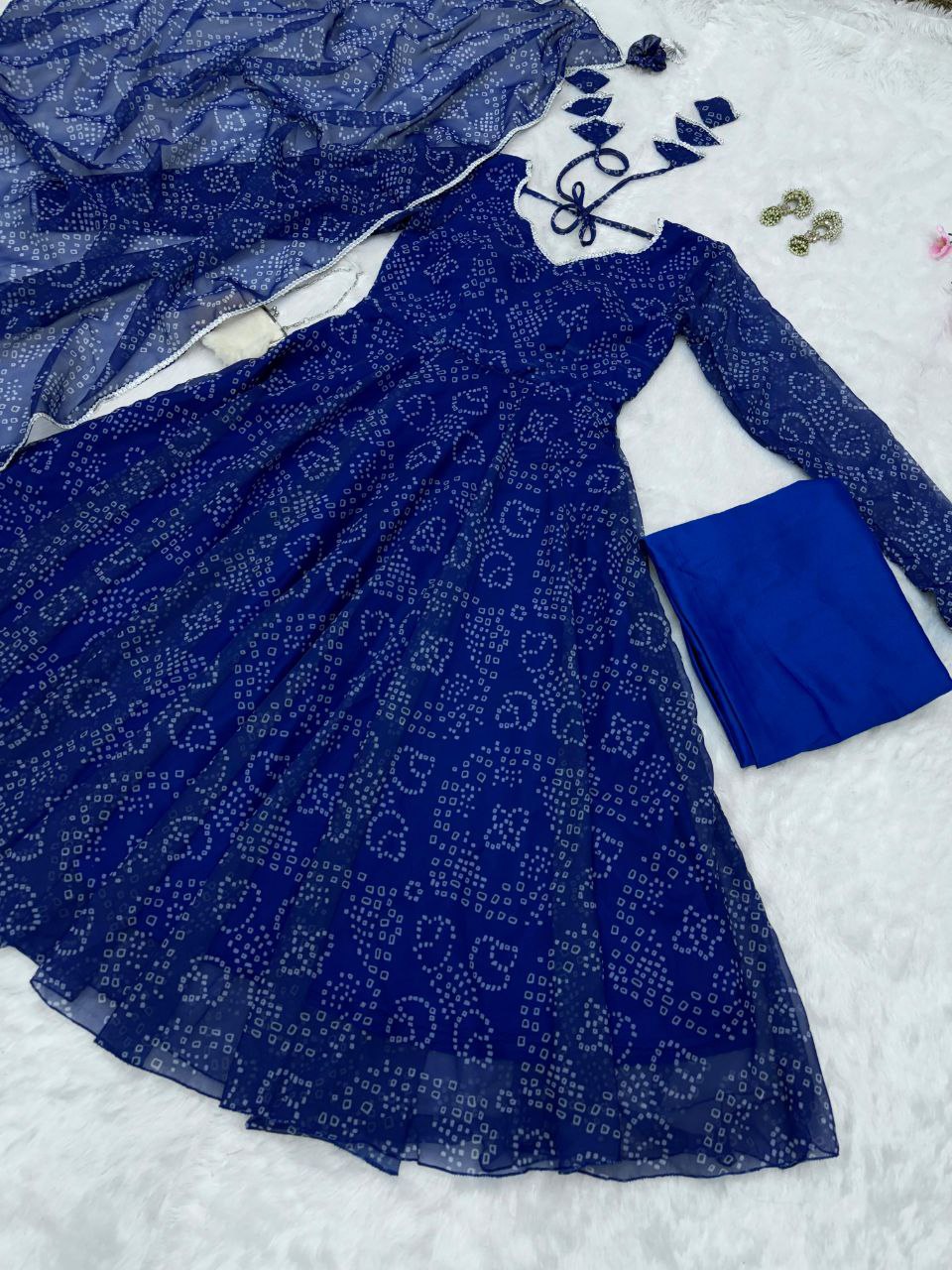 Party Wear Navy Blue Color Pure Georgette Printed Anarkali Gown