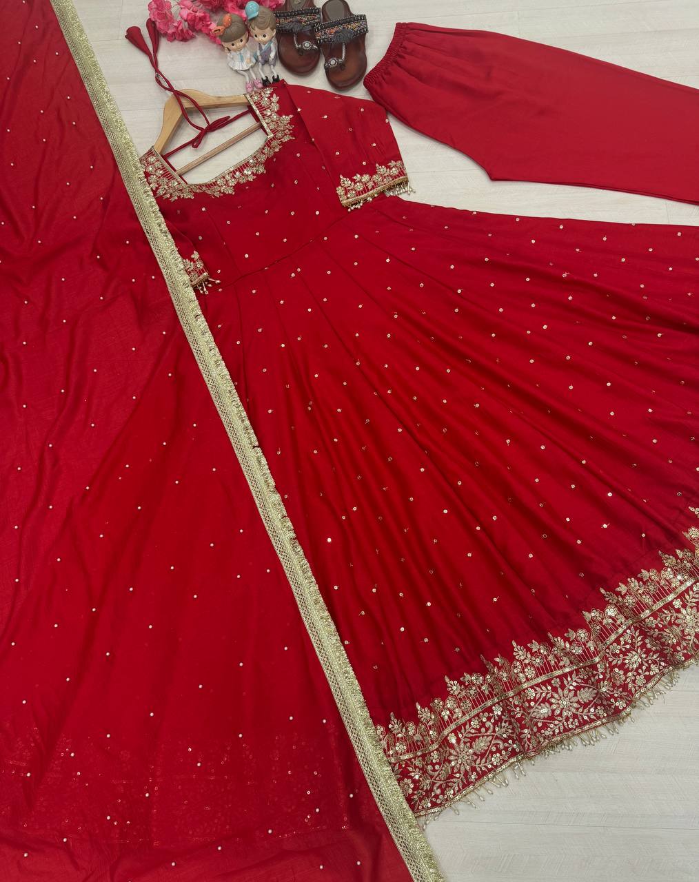 Attractive Maroon Color Heavy Pure Vichitra Silk With Embroidery 5mm Sequence Work Anarkali Gown