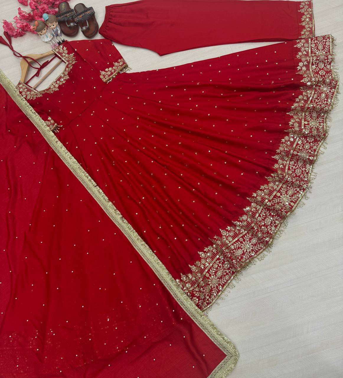 Attractive Maroon Color Heavy Pure Vichitra Silk With Embroidery 5mm Sequence Work Anarkali Gown
