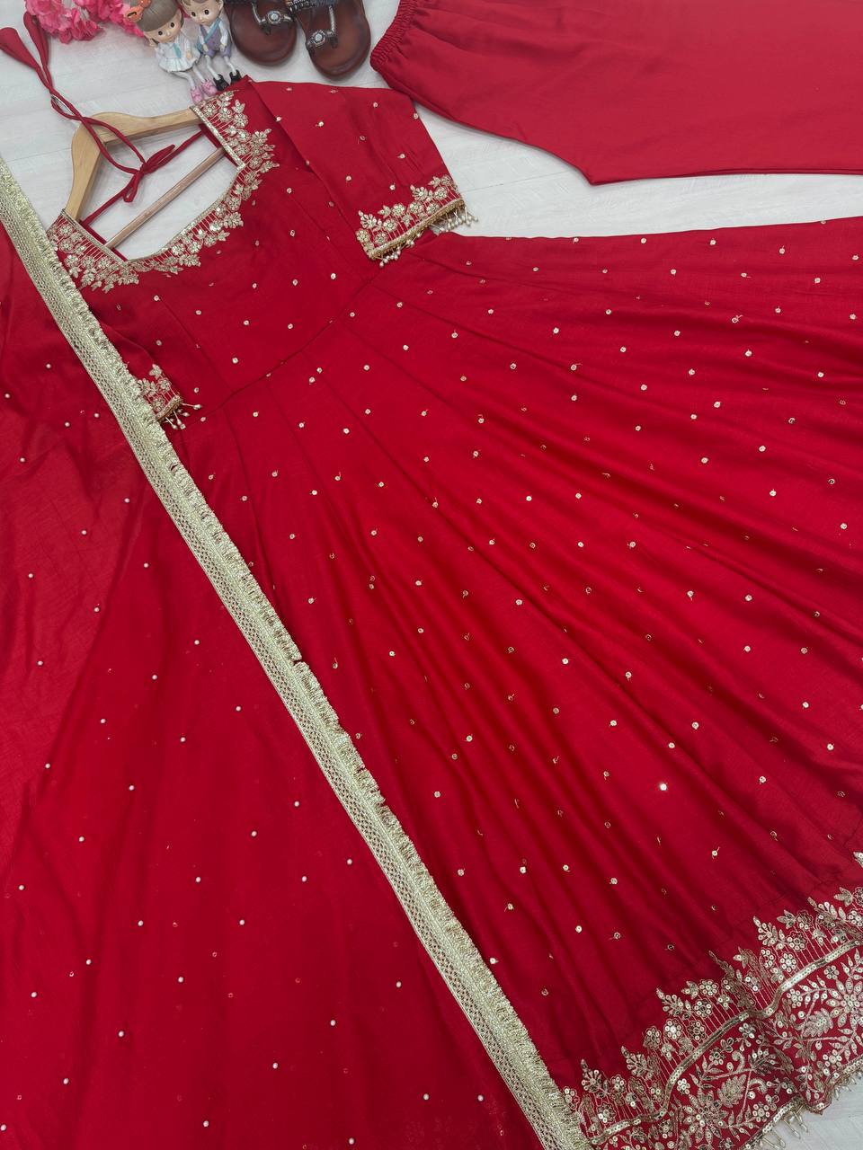 Attractive Maroon Color Heavy Pure Vichitra Silk With Embroidery 5mm Sequence Work Anarkali Gown
