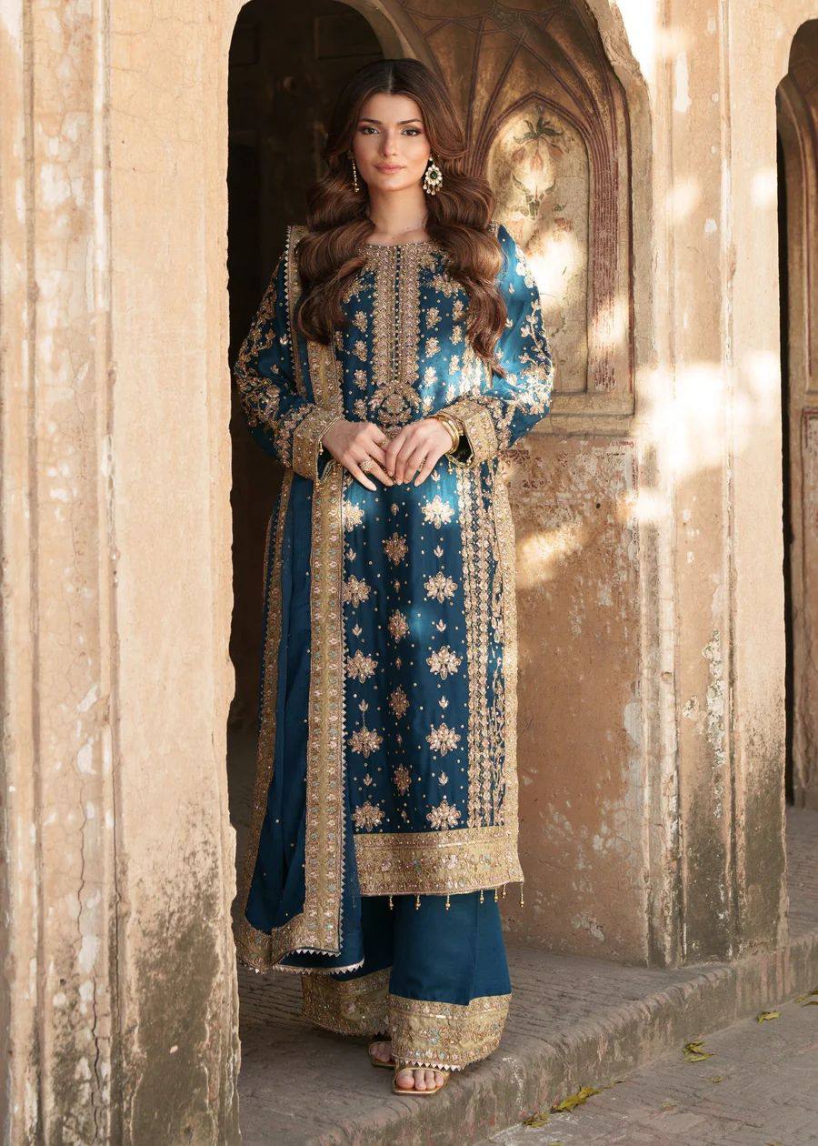 Reception Wear Teal Green Color Georgette With Embroidery Sequence Work Salwar Suit