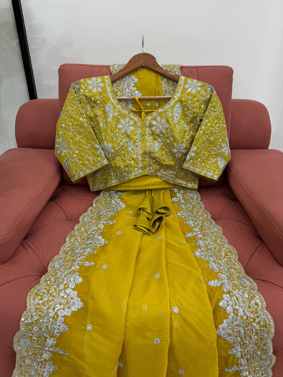 Party Wear Yellow Color Heavy Tabby Silk With Thread And Sequence Work Saree