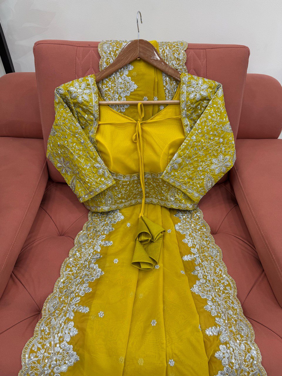 Party Wear Yellow Color Heavy Tabby Silk With Thread And Sequence Work Saree