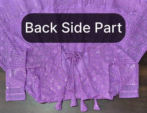 Party Wear Lavender Color Faux Blooming With Sequins And Thread Embroidered Work Anarkali Gown