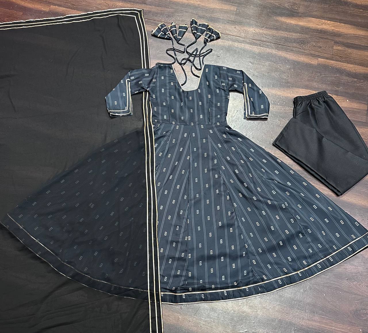 Exclusive Black Color Maslin Fabric Digital Printed Work Anarkali Suit