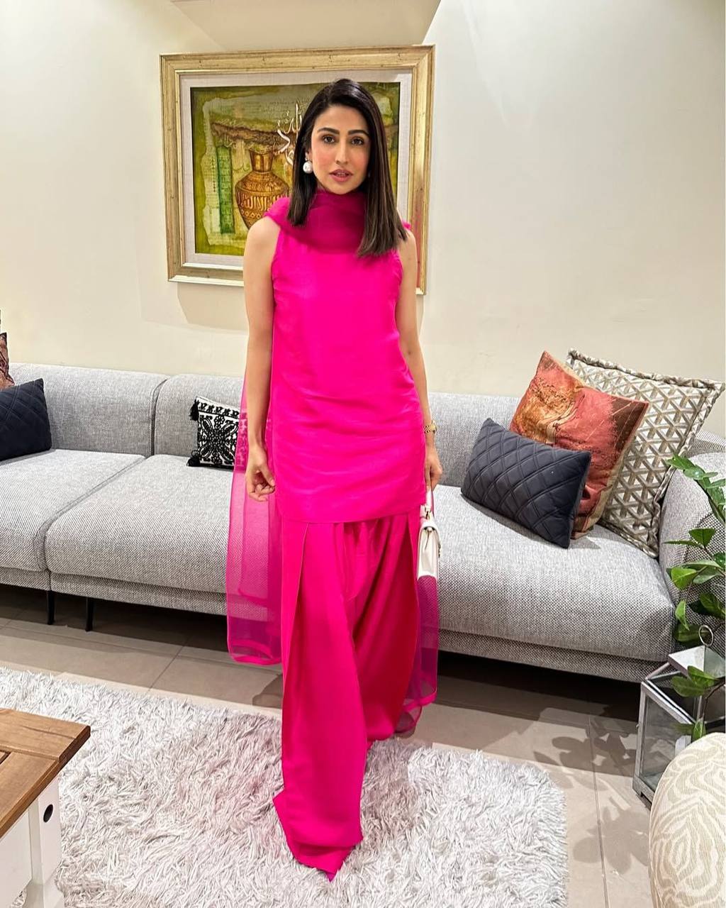 Stylish Pink Color Fendi Silk Designer Salwar Suit