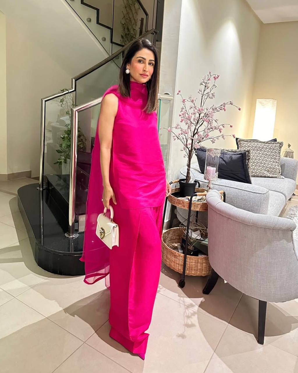 Stylish Pink Color Fendi Silk Designer Salwar Suit