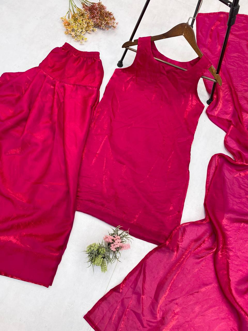 Stylish Pink Color Fendi Silk Designer Salwar Suit