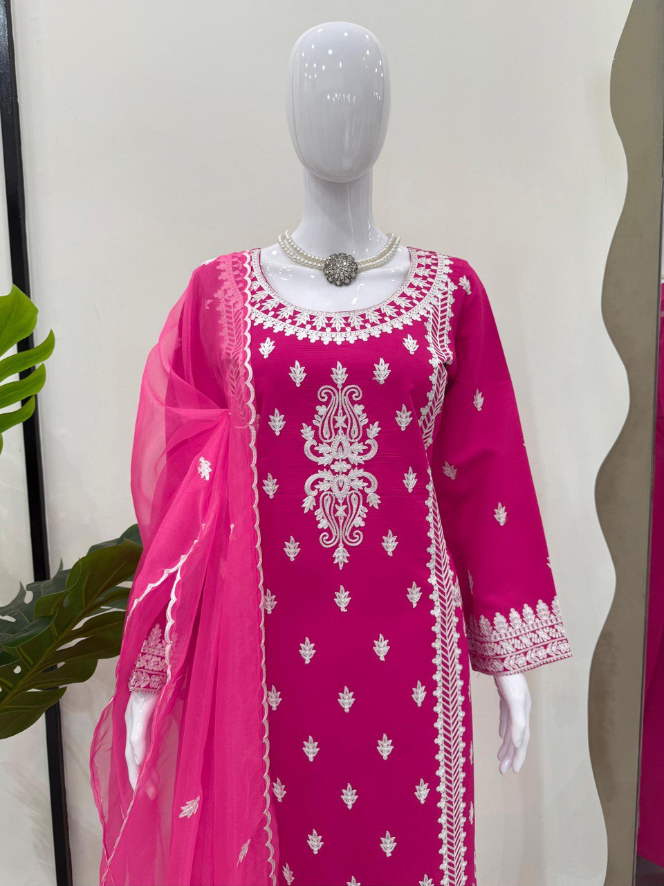 Function Wear Pink Color Roman Silk Chine Stitch Silk Beautiful Salwar Suit
