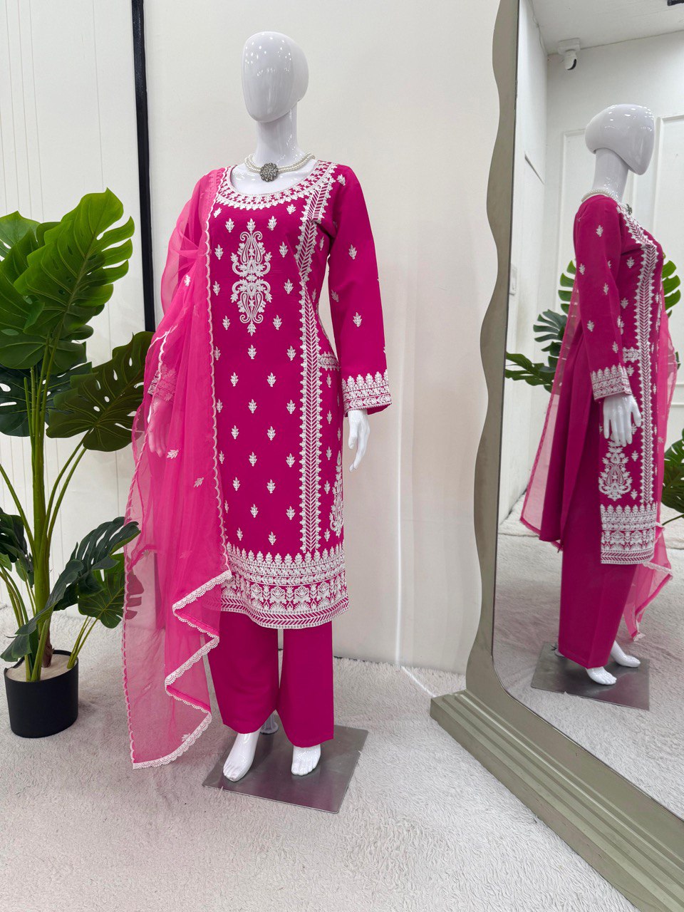 Function Wear Pink Color Roman Silk Chine Stitch Silk Beautiful Salwar Suit