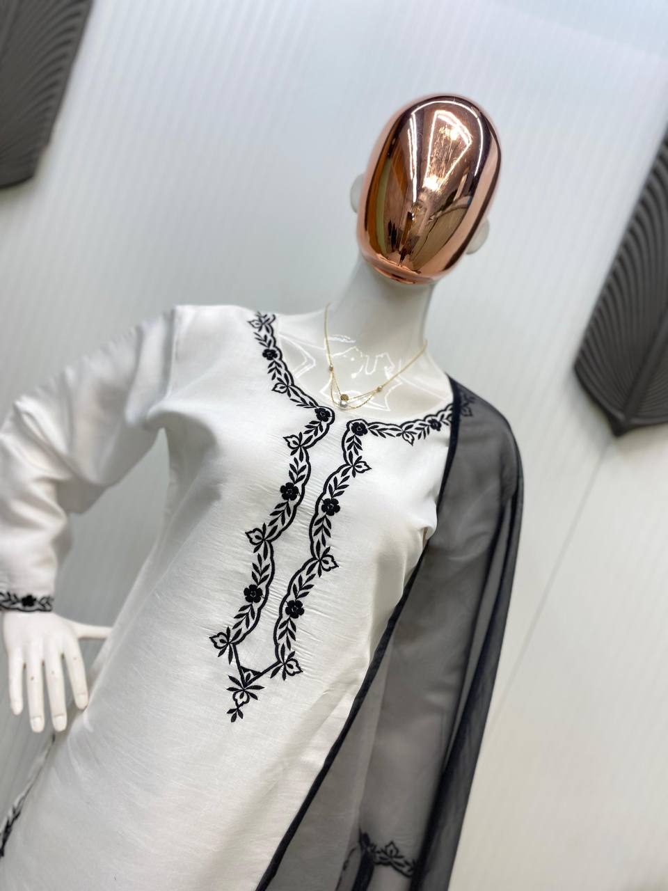 Gorgeous White Color Roman Silk With Embroidery Designer Salwar Suit