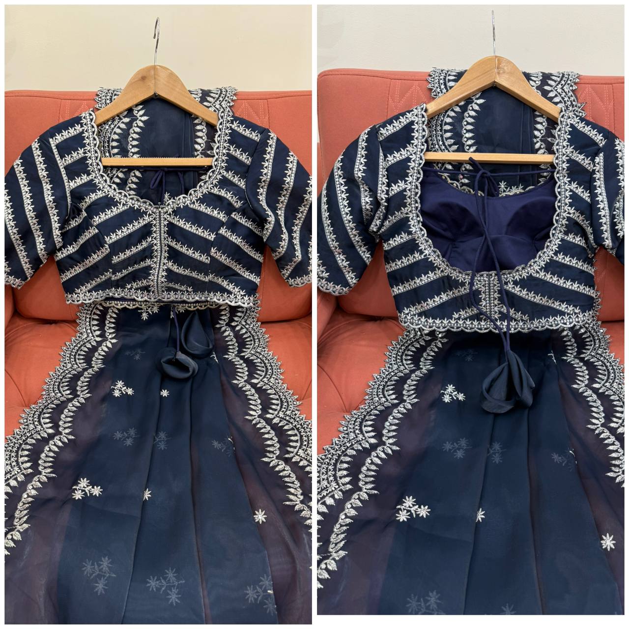 Luxuriant Navy Color Jimmy Chu And Thread With Sequence Work Saree