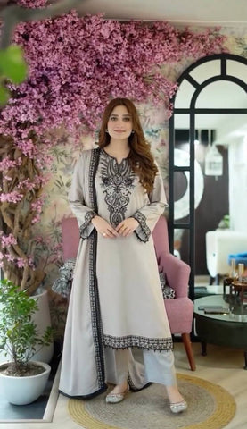 Festive Wear Off White Color Heavy Faux Georgette With Embroidery Work Salwar Suit