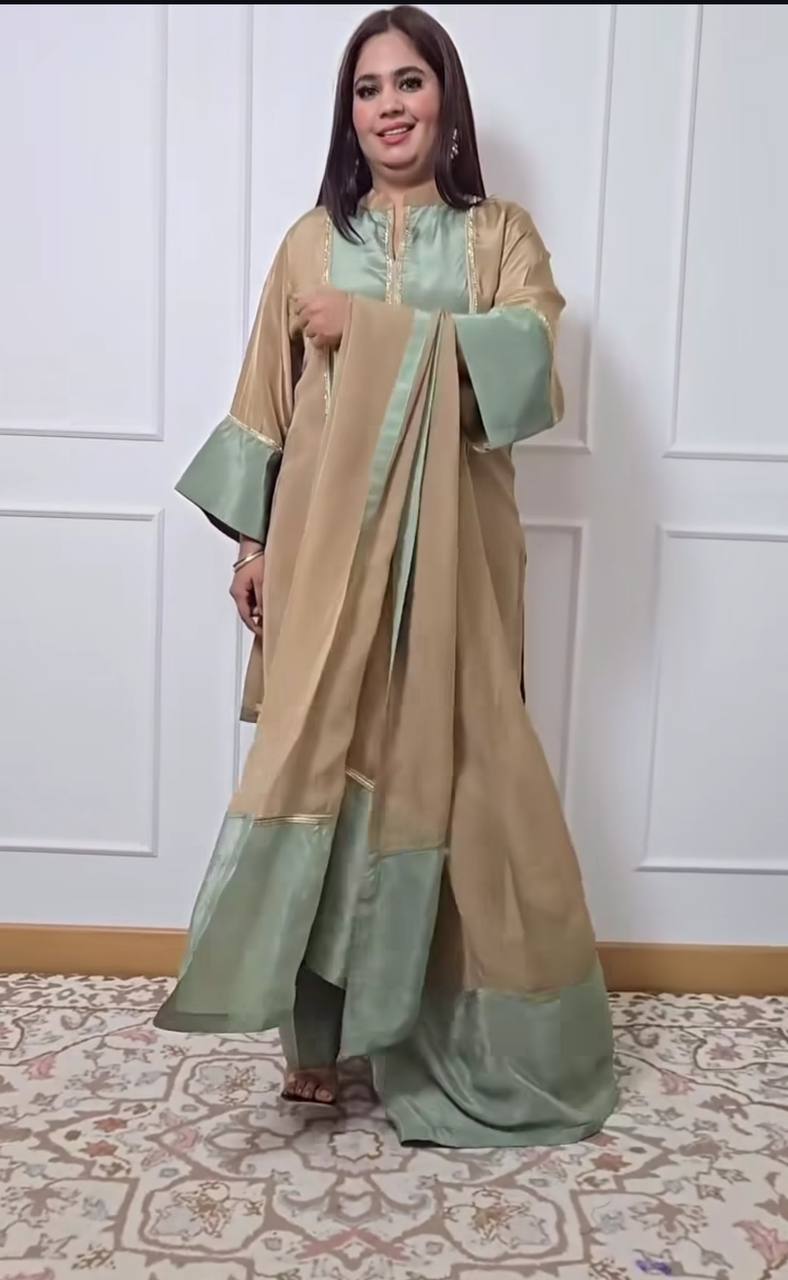Wedding Wear Multi Color Natural Satin Designer Palazzo Suit