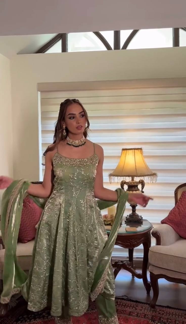 Admiring Green Color Fandy Silk With Embroidery Sequence Work Anarkali Gown