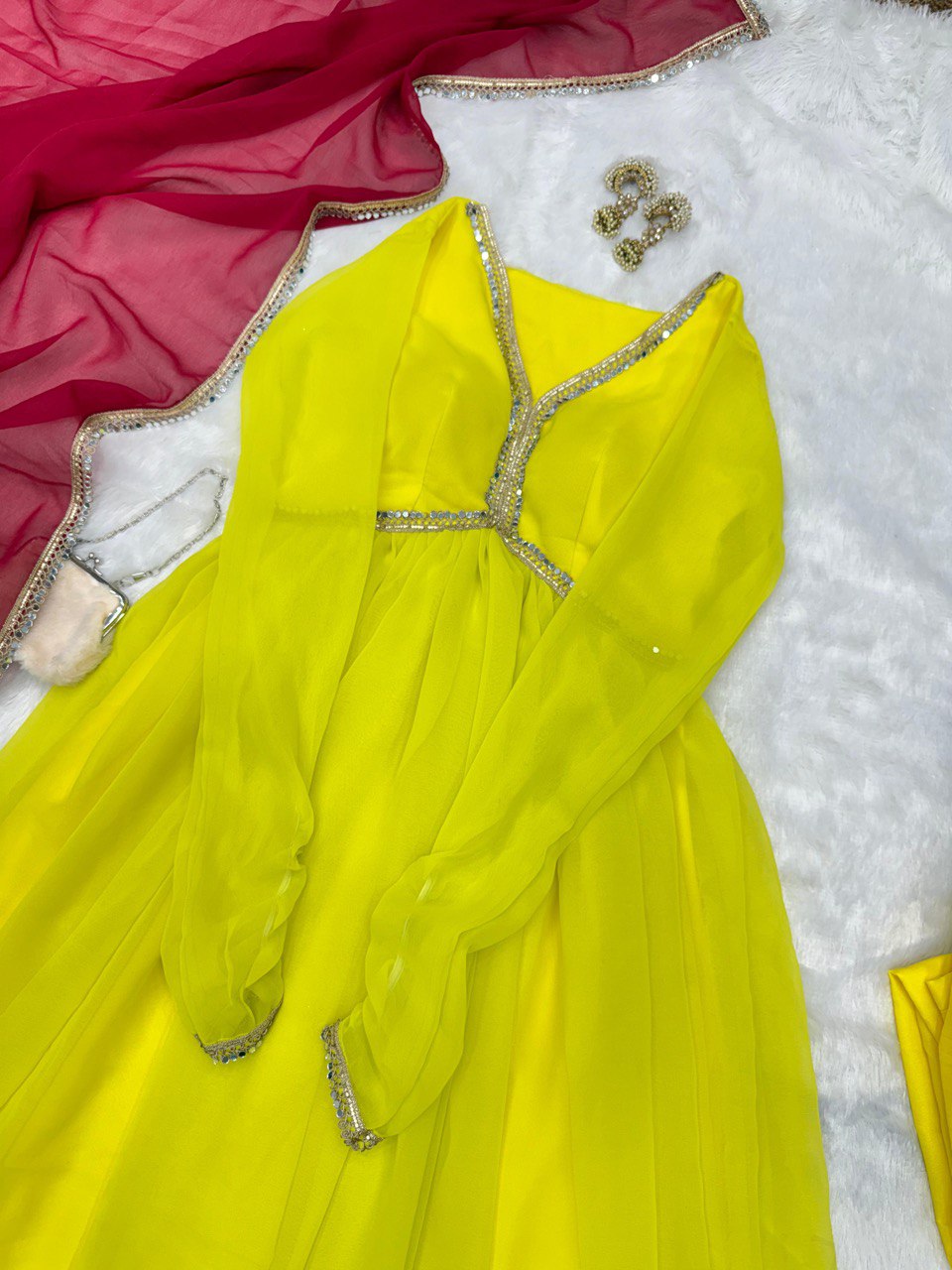 Festive Wear Lemon Yellow Color Georgette Beautiful Anarkali Suit