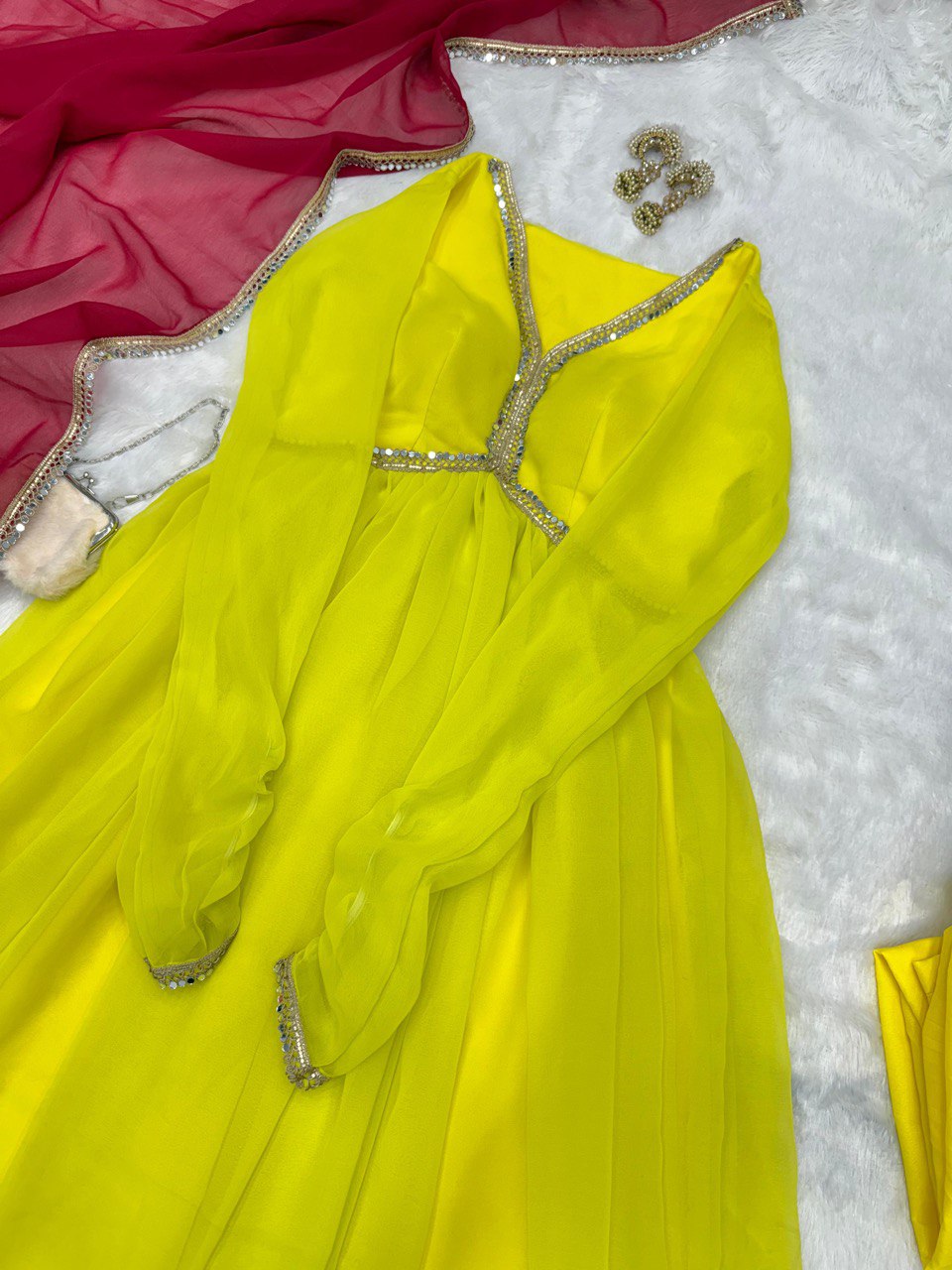 Festive Wear Lemon Yellow Color Georgette Beautiful Anarkali Suit