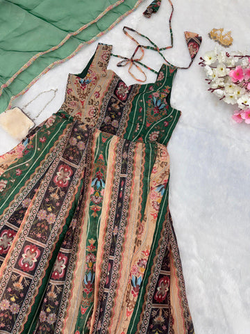 Beautiful Multi Color Pure Jimmy Organza Silk Digital Printed Anarkali Gown