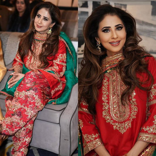 Party Wear Red Color Heavy Malay Silk With With Sequence Embroidery Work Salwar Suit