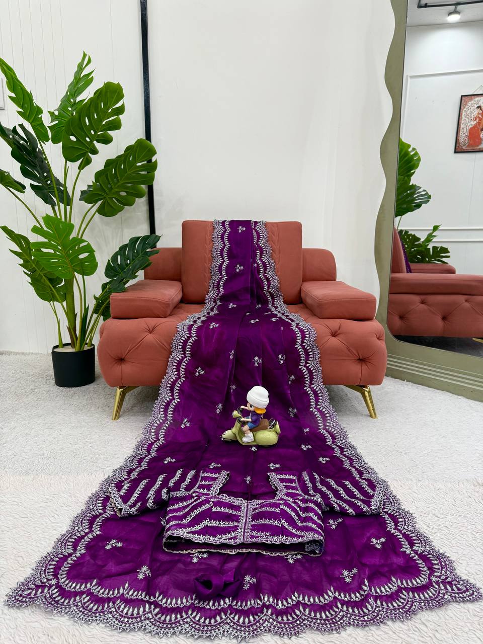 Luxuriant Purple Color Jimmy Chu And Thread With Sequence Work Saree