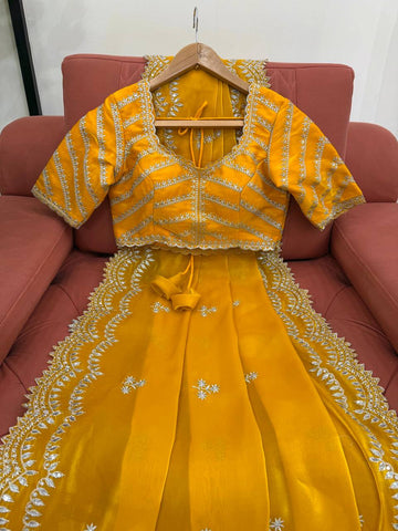 Luxuriant Yellow Color Jimmy Chu And Thread With Sequence Work Saree