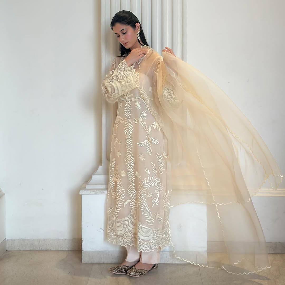 Ceremony Wear Off White Color Heavy Soft Net Embroidery Work Salwar Suit