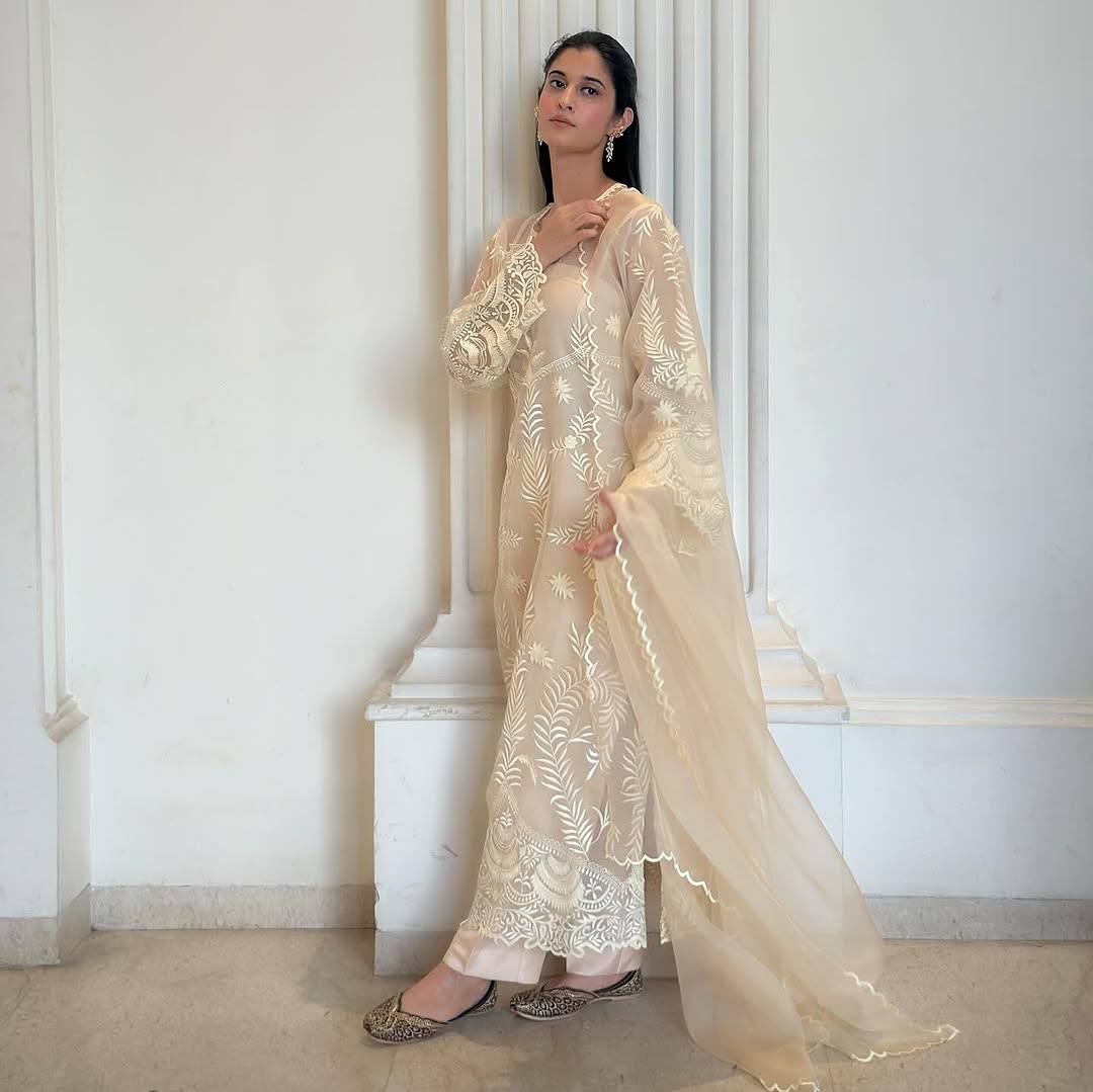 Ceremony Wear Off White Color Heavy Soft Net Embroidery Work Salwar Suit