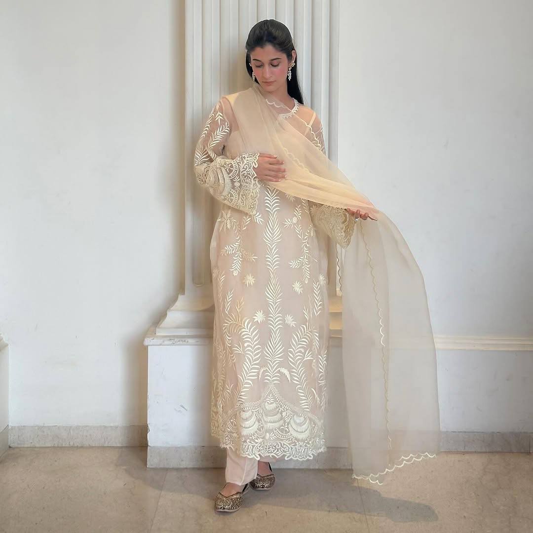 Ceremony Wear Off White Color Heavy Soft Net Embroidery Work Salwar Suit