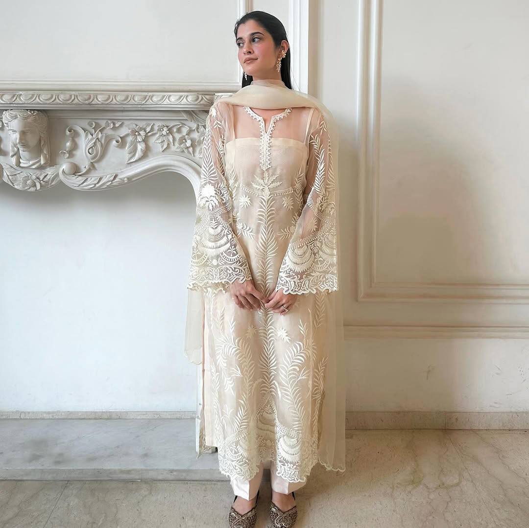 Ceremony Wear Off White Color Heavy Soft Net Embroidery Work Salwar Suit