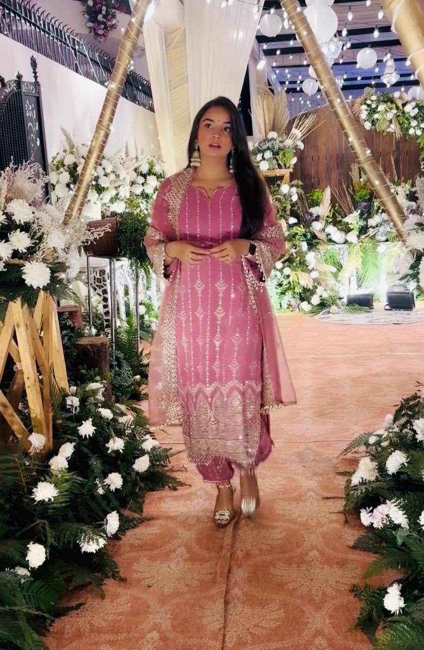 Blissful Baby Pink Color Heavy Faux Georgette With Embroidery Sequences Work Salwar Suit