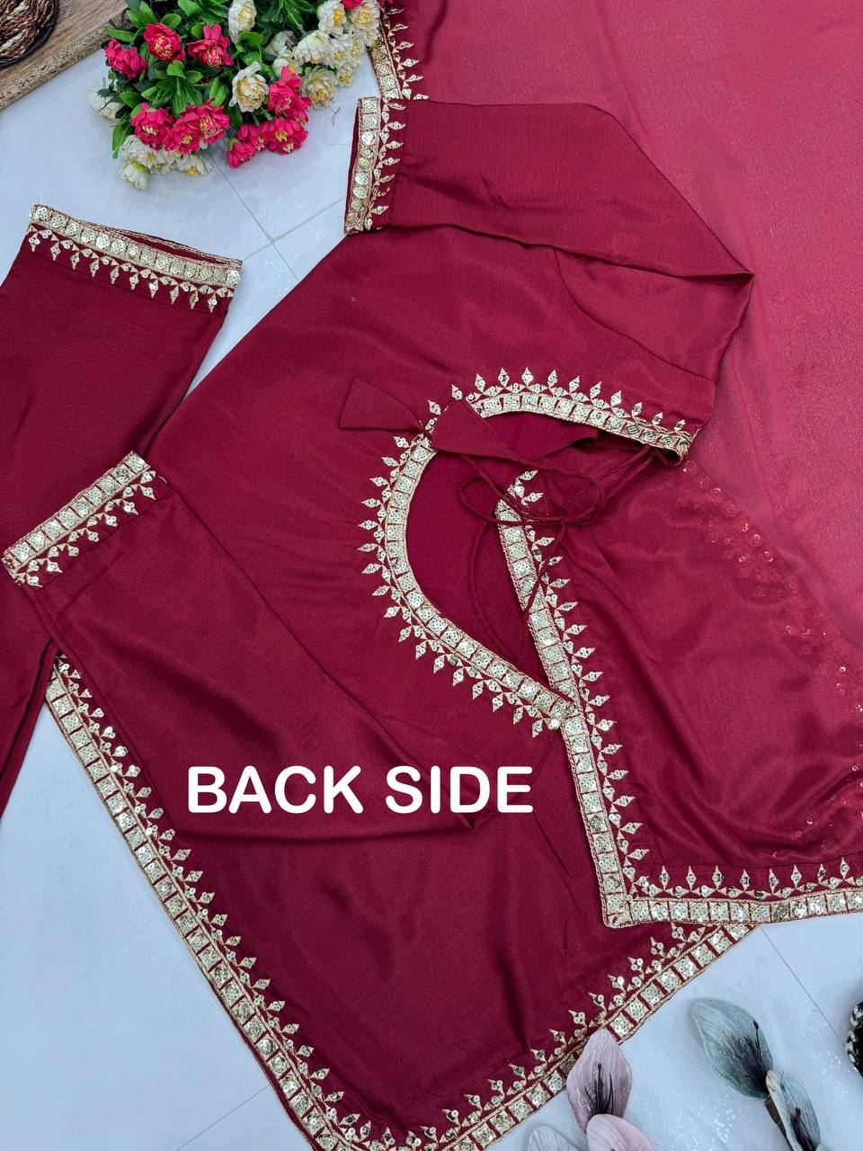 Festive Wear Maroon Color Heavy Chinon Embroidered Sequence Work Salwar Suit